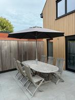 Teak tafel en stoelen buiten, Tuin en Terras, Ophalen, Overige materialen, Gebruikt, 6 zitplaatsen