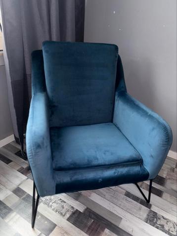 Fauteuil velour bleu canard 1 personne beschikbaar voor biedingen
