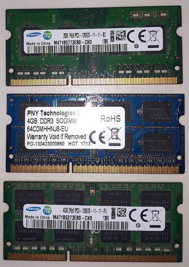 Mémoire pour ordinateur portable DDR3 2 x 4 Go et 1 x 2 Go, Informatique & Logiciels, Mémoire RAM, Comme neuf, Laptop, 4 GB, DDR3