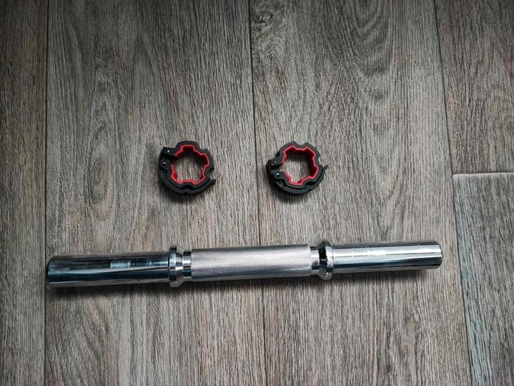 1 x halterstang + sluitingen. (Goede staat!), Sport en Fitness, Fitnessmaterialen, Zo goed als nieuw, Halterstangen, Armen, Benen