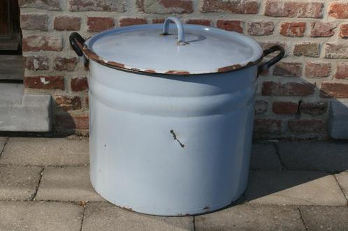 Enorme emaille kookpot / ketel met deksel (gasvuur), Huis en Inrichting, Keuken | Potten en Pannen, Gebruikt, Overige typen, Overige materialen