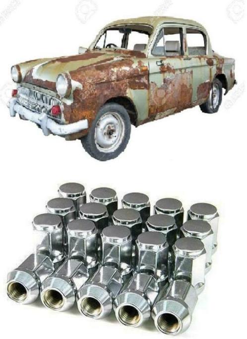 Set chromen wielmoeren voor uw oldtimer! Nieuw!, Auto diversen, Wieldoppen, Nieuw, Ophalen