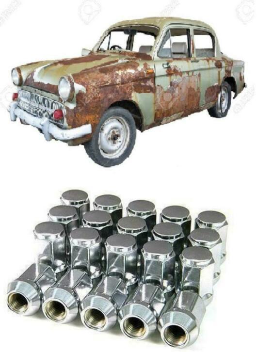 Set chromen wielmoeren voor uw oldtimer! Nieuw!, Auto diversen, Wieldoppen, Nieuw, Ophalen