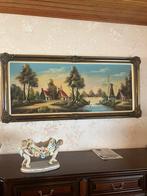 Groot landschap schilderij getekend, Antiek en Kunst, Kunst | Schilderijen | Klassiek, Ophalen