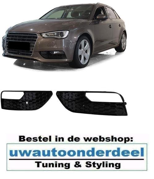 Honingraat Grill Afdekkap Mistlampen Glans Zwart Voor Audi A, Auto diversen, Tuning en Styling, Verzenden