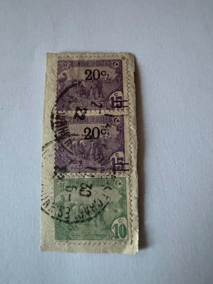 Lot 3 postzegels uit het oude Tunesië geannuleerd fragment, Postzegels en Munten, Postzegels | Afrika, Tunesië, Ophalen of Verzenden