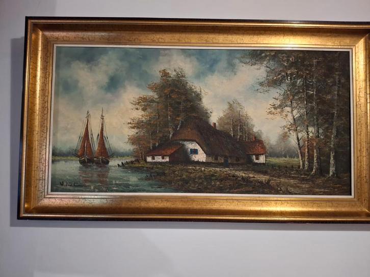 Peinture: maison, bateaux, nature,..., Antiquités & Art, Art | Peinture | Classique, Enlèvement