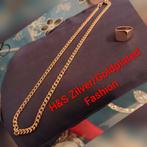 Goldplated ketting met Goldplated zegel herenring, Handtassen en Accessoires, Kettingen, Verzenden, Zo goed als nieuw, Zilver