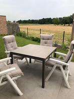 7 tuinstoelen met dikke kussens, Tuin en Terras, Ophalen, Gebruikt, Verstelbaar