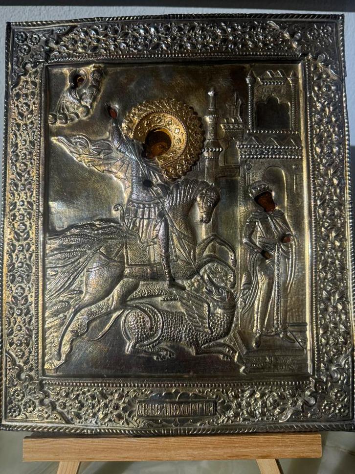 antieke Russisch-orthodoxe icoon, Antiek en Kunst, Antiek | Religieuze voorwerpen, Ophalen of Verzenden