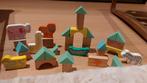 Houten speelblokken bouwblokken en dieren (34 stuks), Gebruikt, Ophalen of Verzenden