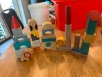 Gekleurde houten blokken, Kinderen en Baby's, Speelgoed | Bouwstenen, Ophalen of Verzenden, Gebruikt
