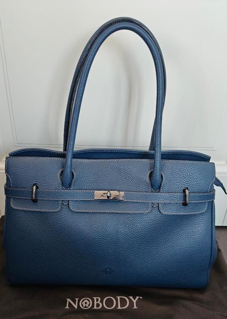 Prachtige handtas Nobody blauw leder, Handtassen en Accessoires, Tassen | Damestassen, Zo goed als nieuw, Handtas, Blauw, Ophalen of Verzenden