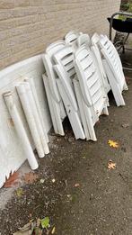7 tuinstoelen en tafel, Tuin en Terras, Ophalen, Gebruikt, Plastic, Inklapbaar