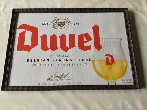 Kartonnen reclame paneel Duvel en lege collector Duvel fles, Verzamelen, Biermerken, Duvel, Ophalen of Verzenden