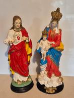 Heiligenbeelden Maria en Jozef in gips; H 42 en 45cm, Antiek en Kunst, Ophalen