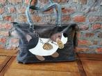 zwarte jeanshandtas, leerpatroon, Handtassen en Accessoires, Tassen | Damestassen, Ophalen of Verzenden, Nieuw, Zwart, Handtas