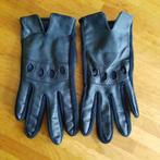 autohandschoenen dames leder donkerblauw en gaatjesstof mooi, Kleding | Dames, Ophalen of Verzenden, Zo goed als nieuw, Handschoenen