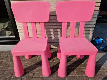 Ikea stoeltjes roze plastic