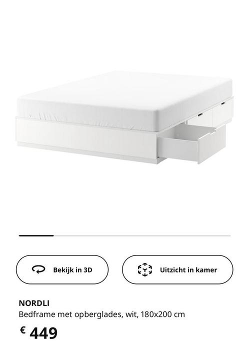 Nordli bed met lades 180x200 + matras, Maison & Meubles, Chambre à coucher | Lits, Utilisé, Enlèvement