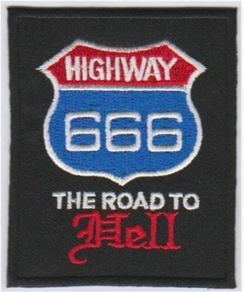 666 Highway to Hell stoffen opstrijk patch embleem #2, Motos, Accessoires | Autocollants, Envoi