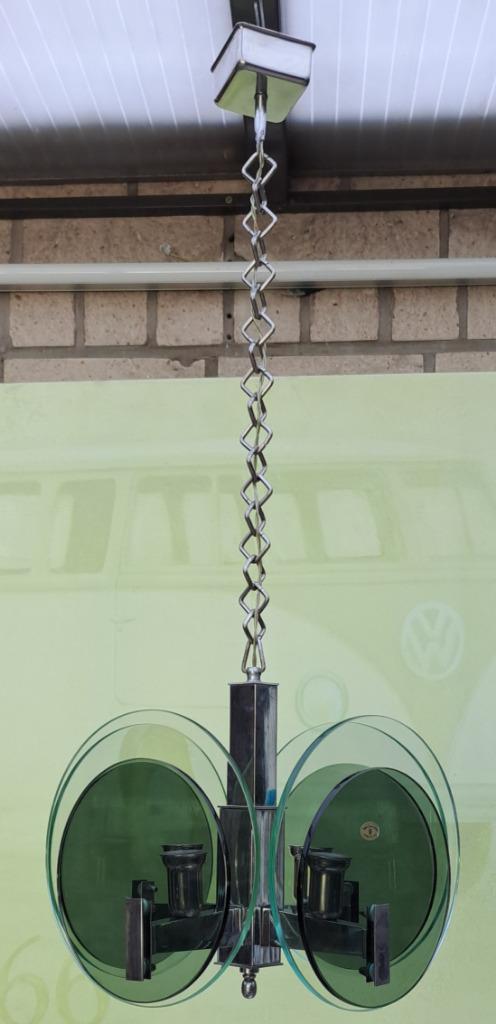 Vintage Antonio Lupi Luxor kroonluchter uit de jaren 70, Huis en Inrichting, Lampen | Kroonluchters, Gebruikt, Glas, Metaal, Ophalen