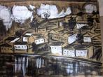 Grands Pastels à restaurer Belgique Borinage mine 1930, Antiquités & Art, Enlèvement ou Envoi