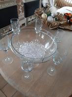 Champagnekoeler/punchkom in glas met 6 glazen, Verzamelen, Nieuw, Ophalen of Verzenden
