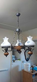 houten landelijke kroonluchter diameter 62cm  35€, Huis en Inrichting, Lampen | Kroonluchters, Ophalen, Gebruikt, Glas, Landelijk