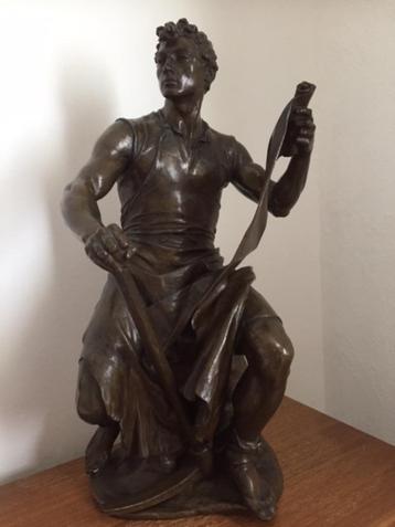Antiek bronzen beeld - allegorie op de industrie/arbeid 1879 beschikbaar voor biedingen