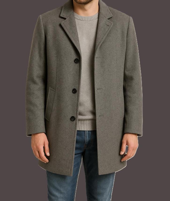 Wollen mantel van s.Oliver Selection maat 50, Kleding | Heren, Jassen | Winter, Zo goed als nieuw, Maat 48/50 (M), Grijs, Ophalen of Verzenden