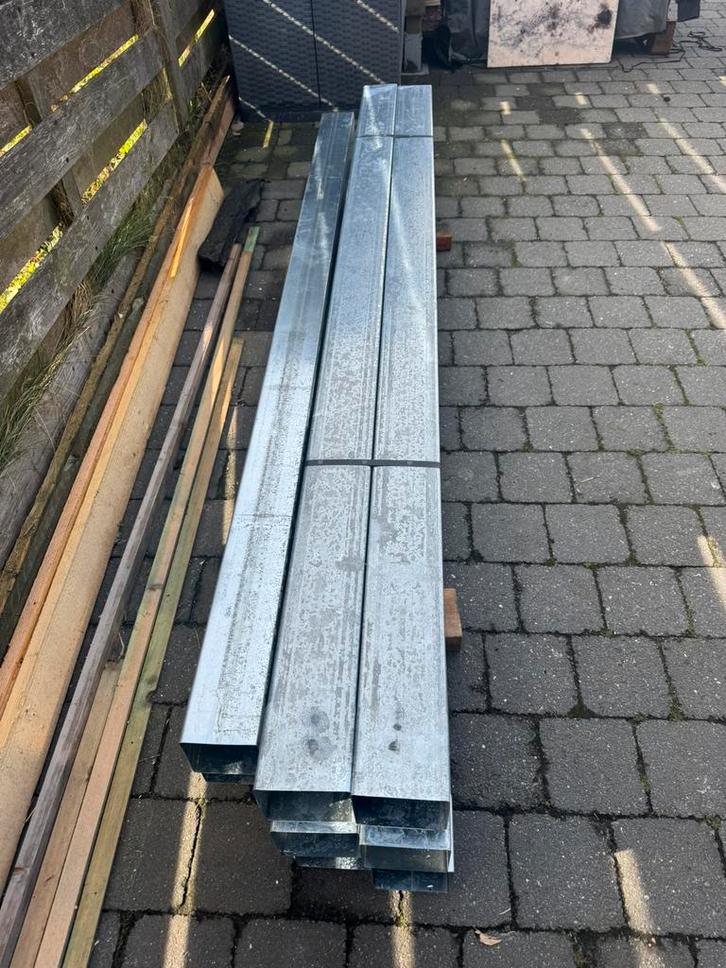 Zinken afvoer buizen 10cm vierkan, Tuin en Terras, Palen, Balken en Planken, Nieuw, Ophalen
