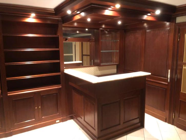 Design houten bar met marmeren toog  - ongebruikt!, Huis en Inrichting, Barren, Zo goed als nieuw, Ophalen