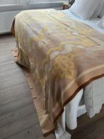 VINTAGE DEKEN WOONDEKEN WOL BEIGE/GEEL/LILA BED, Ophalen of Verzenden, Zo goed als nieuw