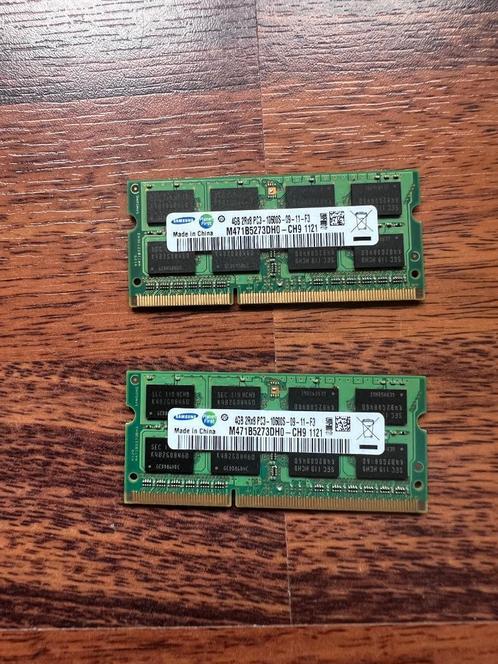 Samsung 8 GB (2x 4GB) RAM, Informatique & Logiciels, Mémoire RAM, Utilisé, Laptop, 8 GB, DDR3, Enlèvement ou Envoi