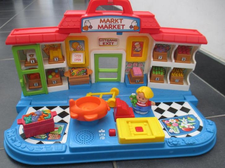 Fisher Price Market+ geluid, vele accessoires, popje, kar, Kinderen en Baby's, Speelgoed | Fisher-Price, Gebruikt, Speelset, Met geluid