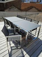 Terrastafel en stoelen, Tuin en Terras, Ophalen, Zo goed als nieuw, Rechthoekig, Metaal