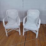 2 rotanstoelen, Ophalen of Verzenden, Gebruikt, Wit, Riet of Rotan