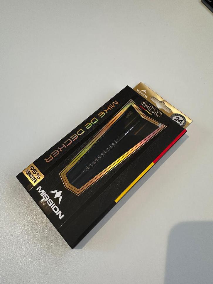 Mission Mike de Decker Black Gold PVD 95% 24gr, Sport en Fitness, Darts, Zo goed als nieuw, Pijlen, Ophalen