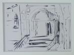 JAN VAERTEN / STADSPOORT / ORIGINEEL / 47x57cm / KADER / SIG, Ophalen of Verzenden