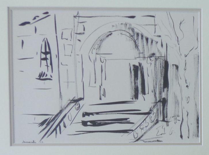 JAN VAERTEN / STADSPOORT / ORIGINEEL / 47x57cm / KADER / SIG, Antiek en Kunst, Kunst | Schilderijen | Modern, Ophalen of Verzenden