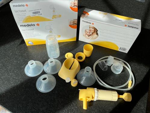Medela lactaset x2 met extra 21 mm borstschilden, Kinderen en Baby's, Babyvoeding en Toebehoren, Zo goed als nieuw, Ophalen of Verzenden