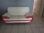 Retro, vintage bankstel te koop . Zo goed als nieuw. Kleur w, Tweepersoons, Leer, Zo goed als nieuw, Rechte bank