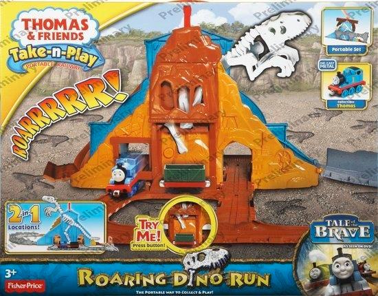 Fisher-Price Thomas de trein- Brullende dino baan +trackpack, Kinderen en Baby's, Speelgoed | Thomas de Trein, Gebruikt, Ophalen