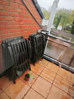 4 Ligstoelen teak met uittrekbare tafel van rond naar ovaal, Tuin en Terras, Ophalen, Gebruikt, Hout, Verstelbaar