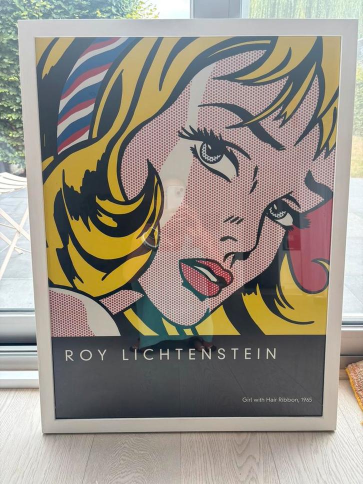 Roy Liechtenstein poster in kader, Collections, Posters & Affiches, Comme neuf, Enlèvement