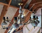 Romantische vintage porseleinen luster en 8 armen in messing, Huis en Inrichting, Ophalen, Gebruikt