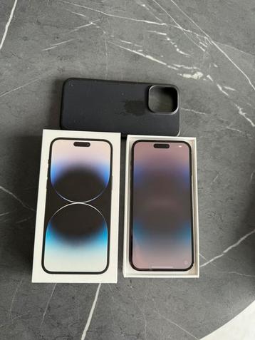 IPHONE 14 PRO MAX 128GB NOIR 86% + COQUE OFFICIEL APPLE CUIR, Télécoms, Enlèvement, Comme neuf, Noir, IPhone 16