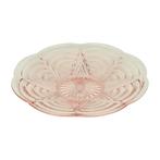 Vintage Art Deco Platte Fruitschaal Roze Geperst Glas, Antiek en Kunst, Ophalen of Verzenden