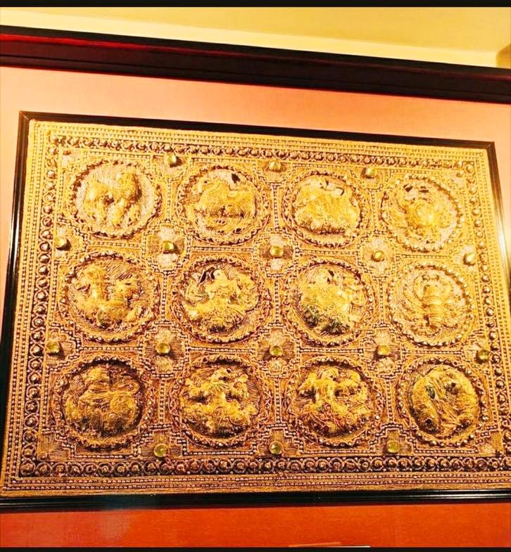 Toile Kalaga birmane dans un cadre en bois massif, Antiquités & Art, Art | Art non-occidental, Enlèvement